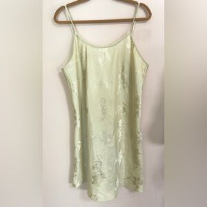 VALERIE STEVENS Vintage Y2K Green Satin Floral Slip Nightgown Feminine Size XL